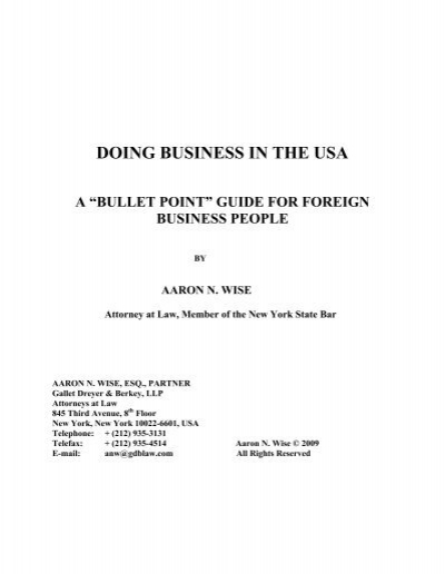 doing business in usa essay