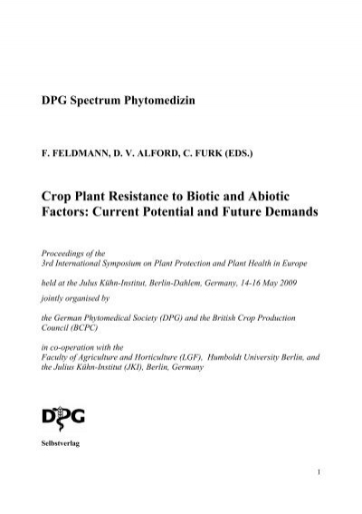 Crop Plant Resistance To Biotic And Abiotic Factors Die Dpg