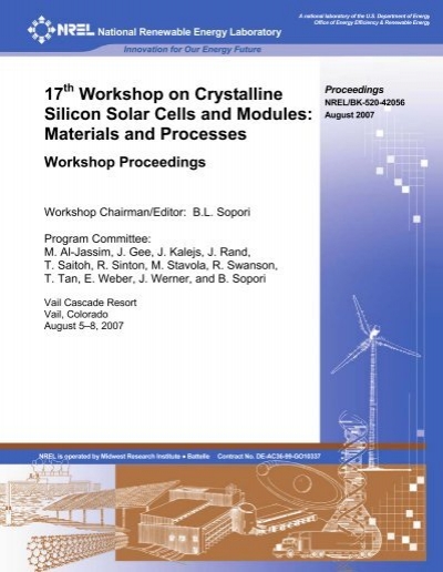 17th Workshop on Crystalline Silicon Solar Cells and Modules - NREL