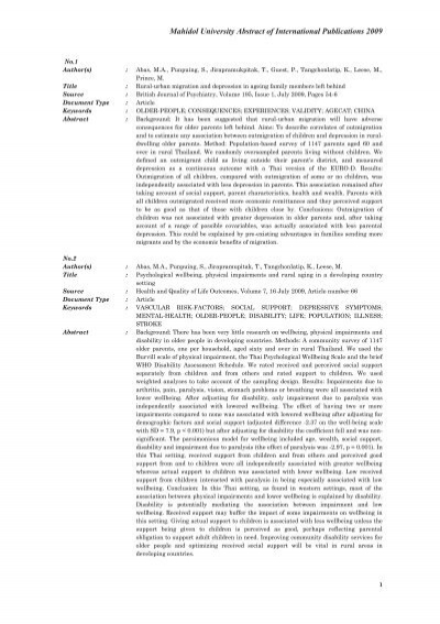 Isolere du er Udsæt Mahidol University Abstract of International Publications 2009