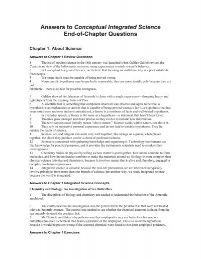 Answers To Conceptual Integrated Science End Of Chapter Questions