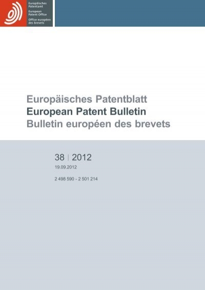 European Patent Bulletin 201238 European Patent Office