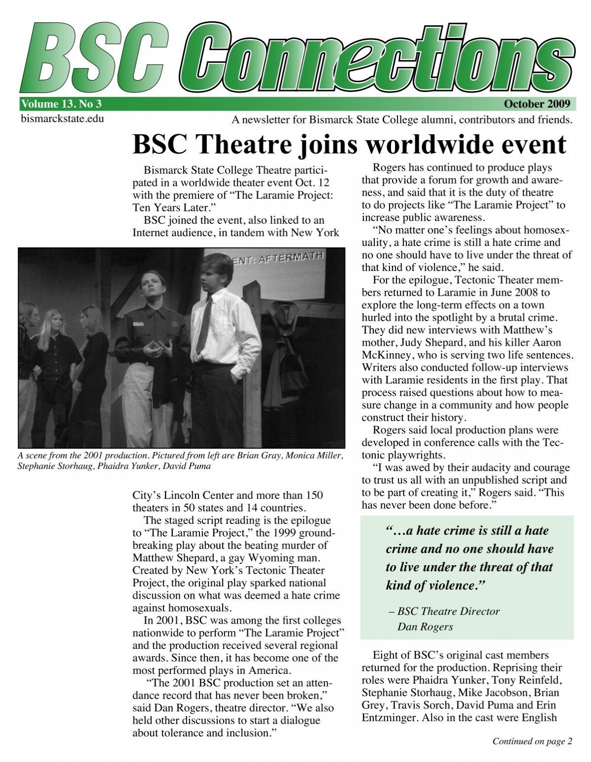 Goede BSC Theatre joins worldwide event - Bismarck State College ZG-06