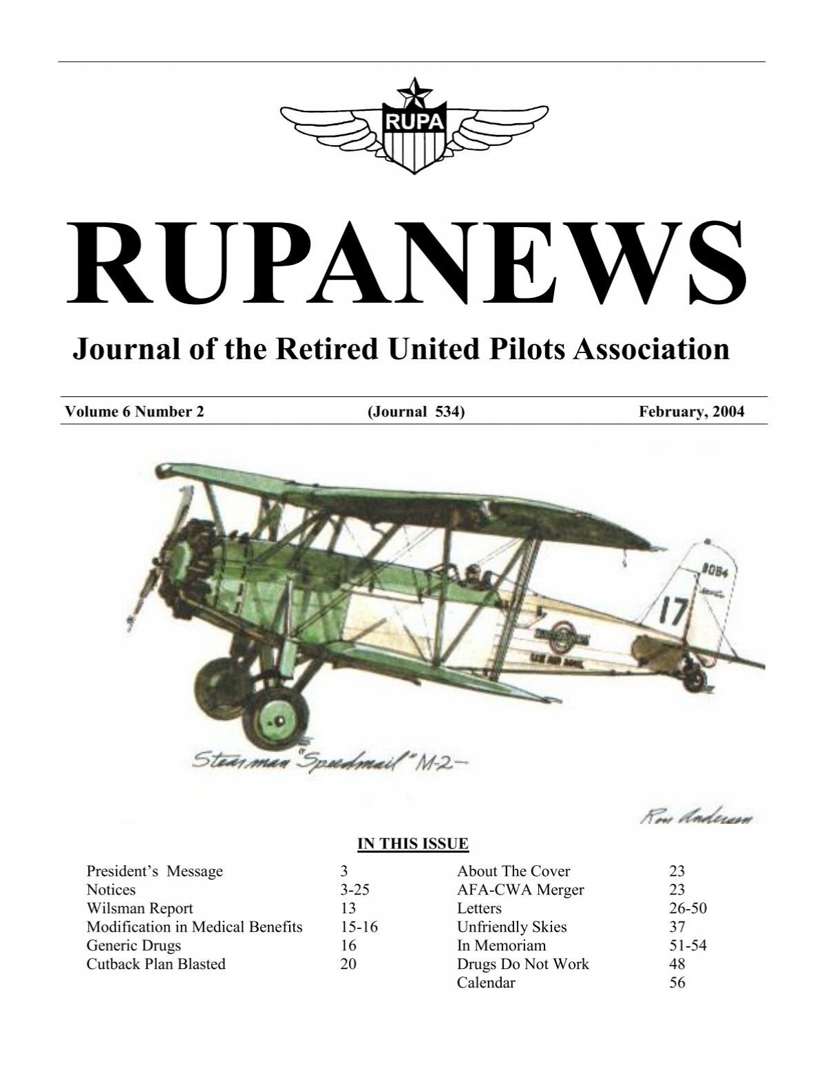 RUPANEWS - RUPA - RUPA - Retired United Pilots Association