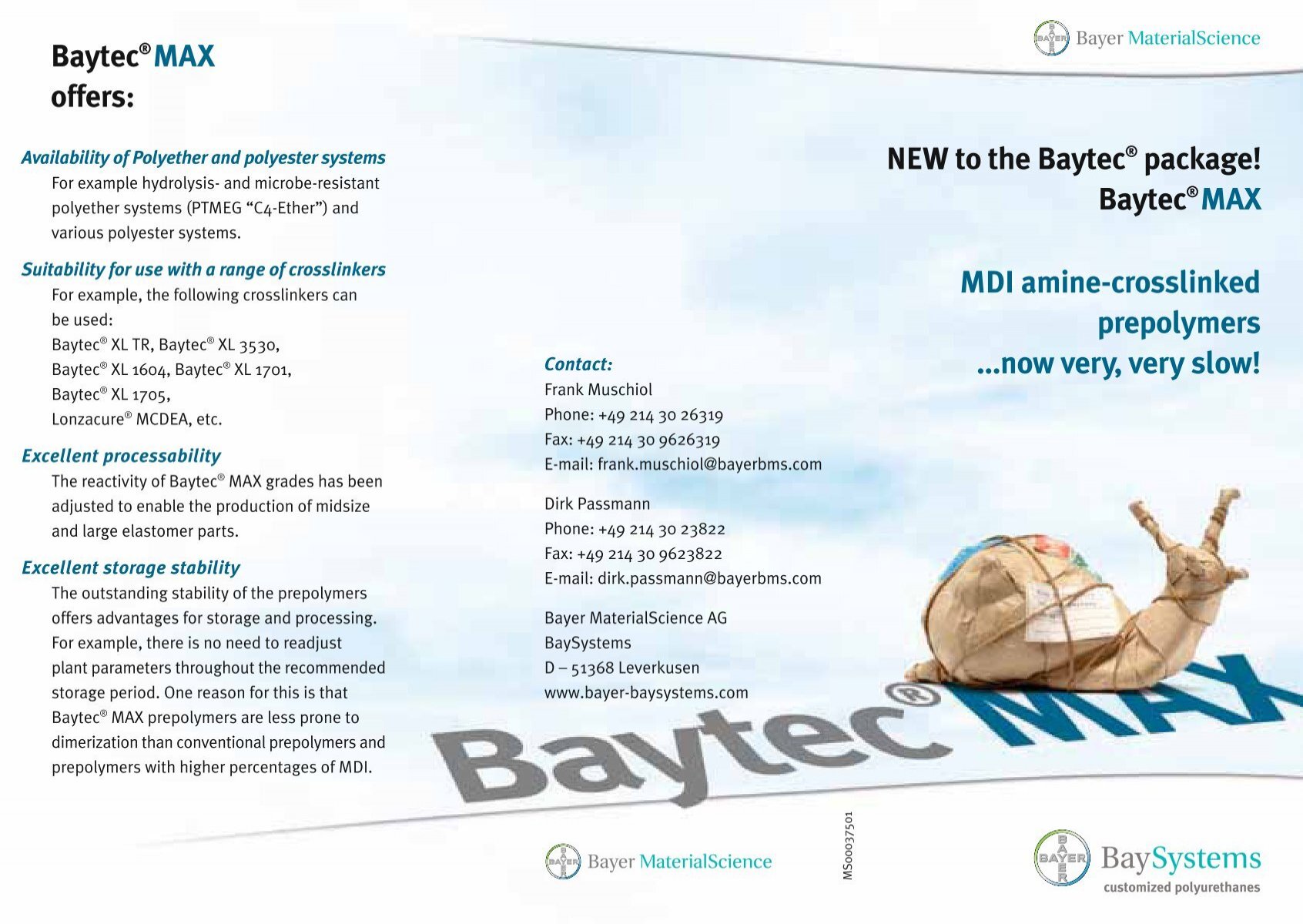 Baytec Max Baysystems Customized Polyurethanes Bayer