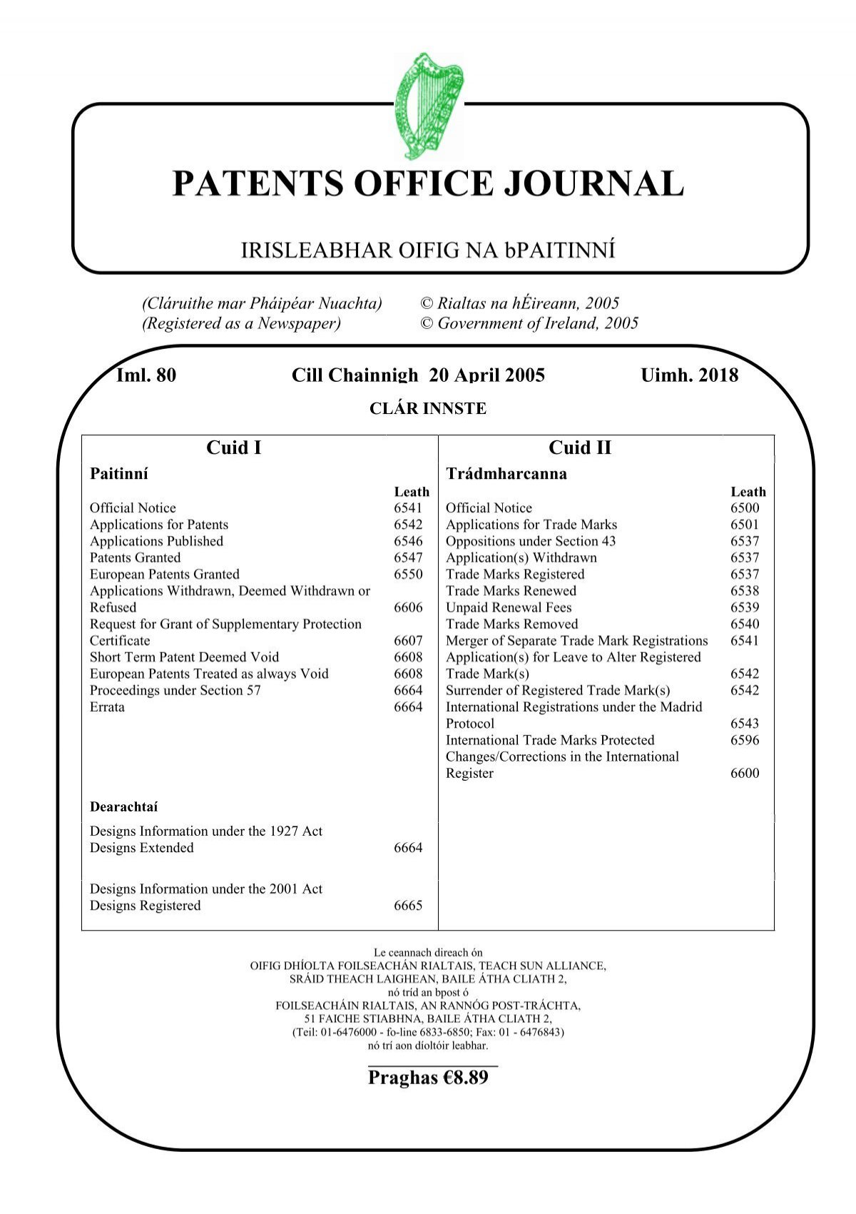 Patents Office Journal Irish Patents Office Images, Photos, Reviews
