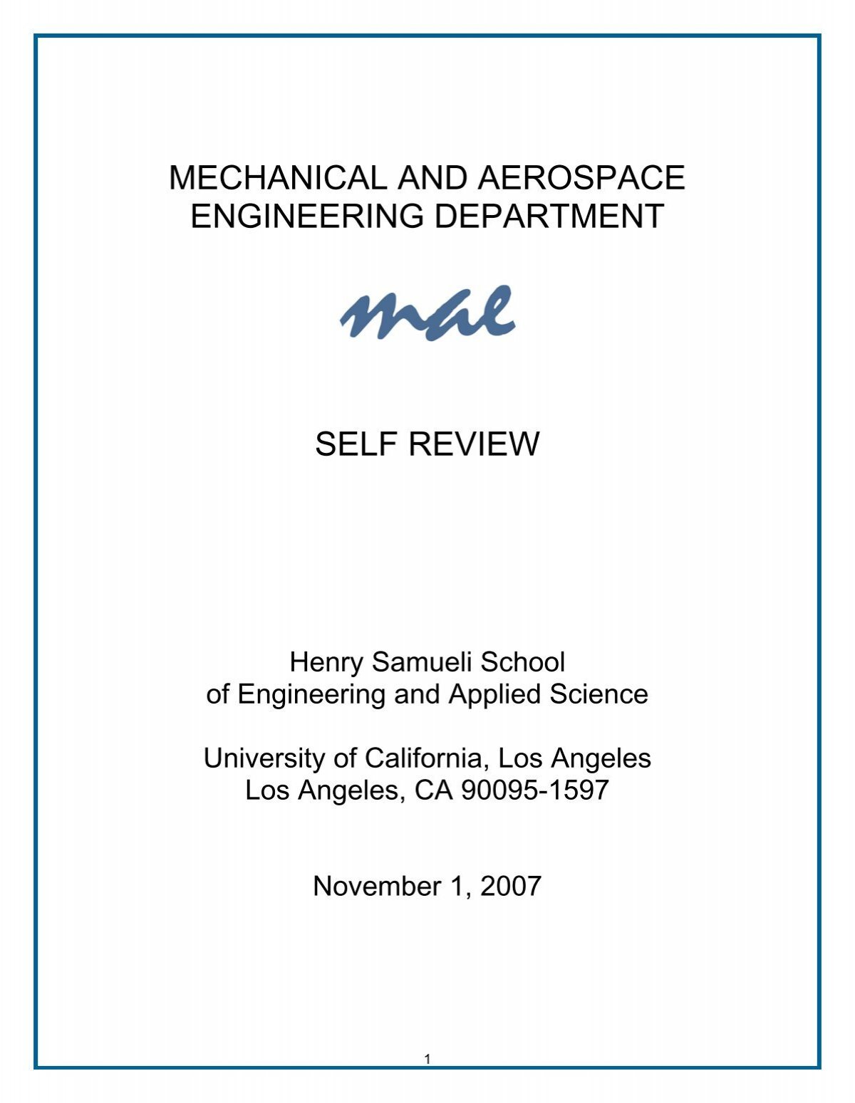 Mechanical And Aerospace Engineering Department Ucla