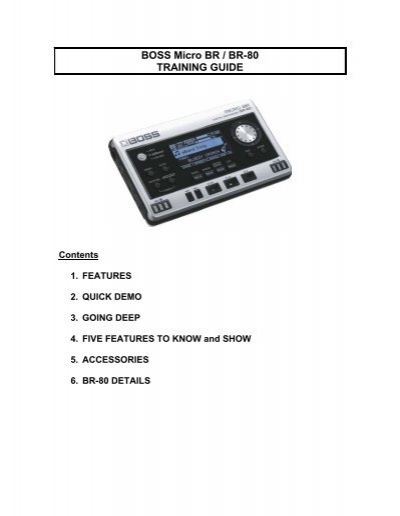 BOSS Micro BR / BR-80 TRAINING GUIDE - Roland
