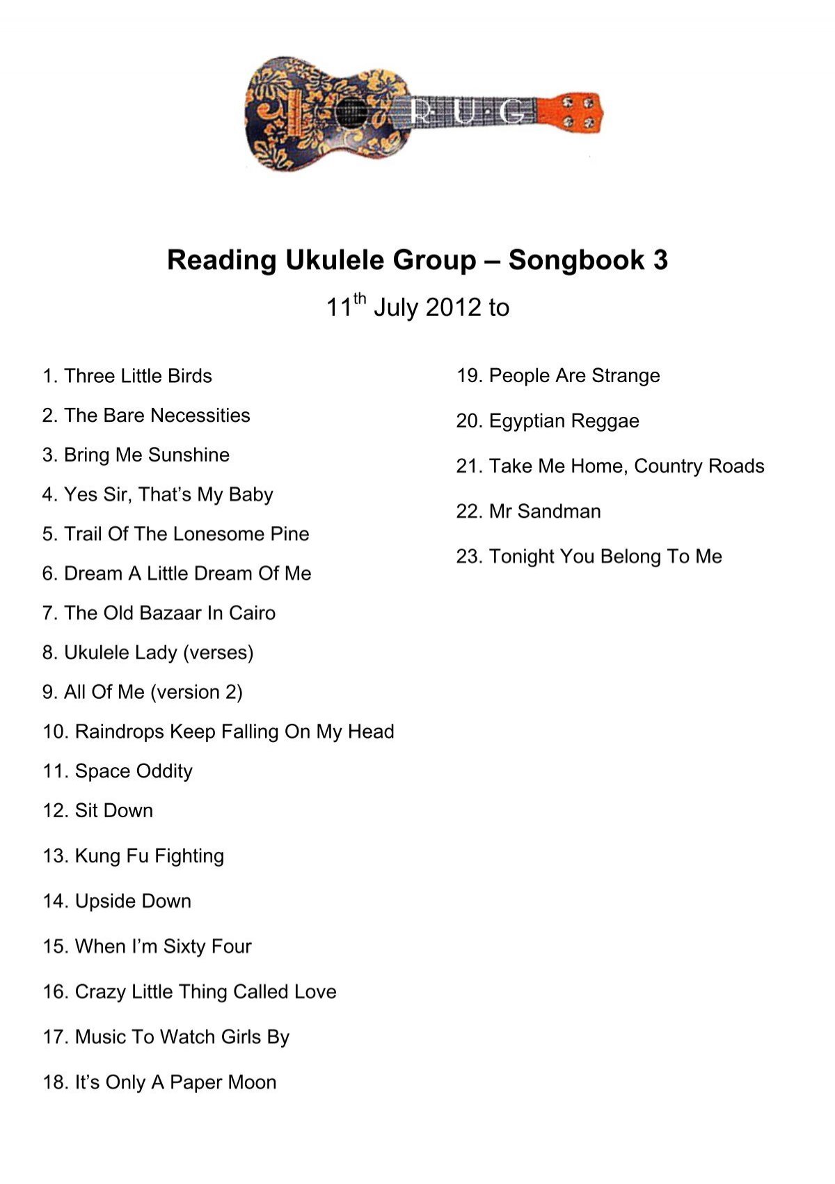 Songbook 3 Reading Ukulele Group