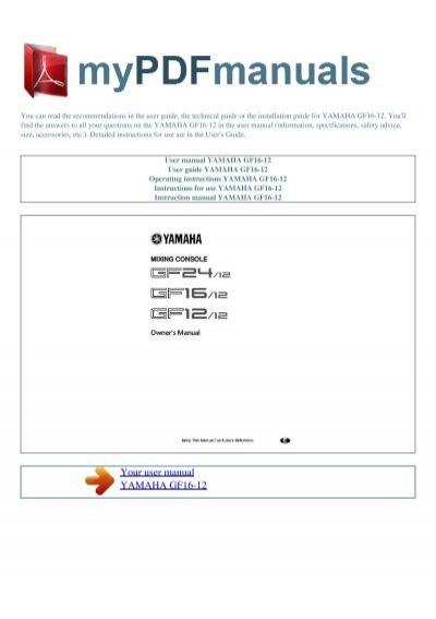 User manual YAMAHA GF16-12 - MY PDF MANUALS