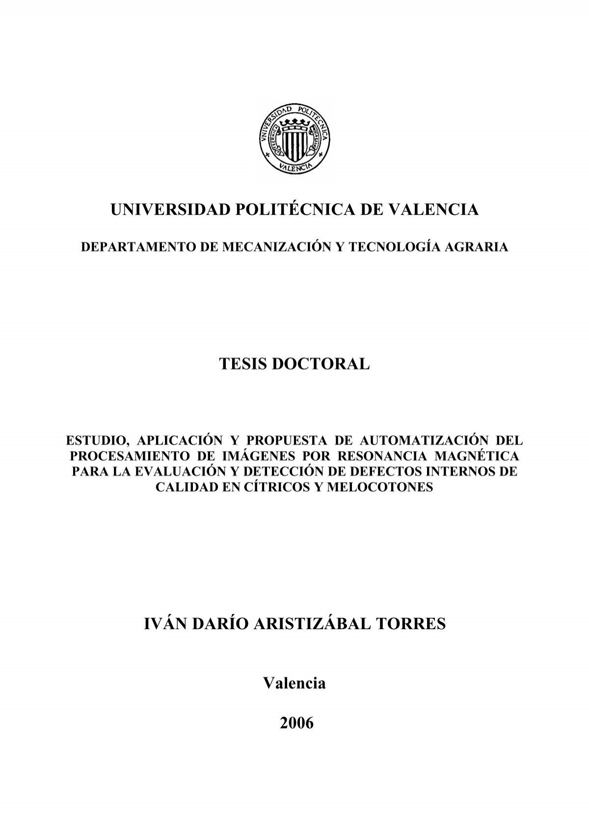 UNIVERSIDAD POLITÉCNICA DE VALENCIA TESIS DOCTORAL