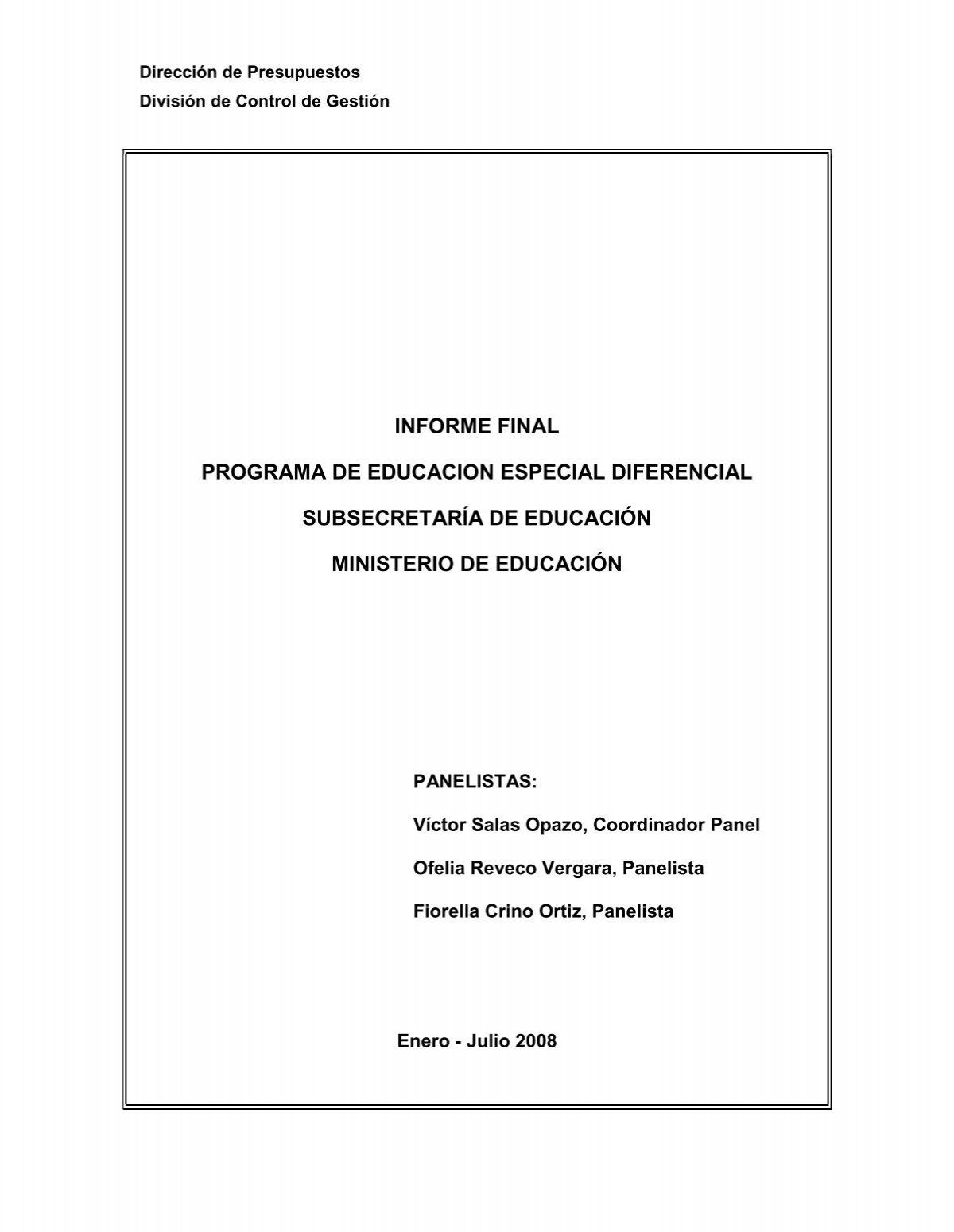 informe final programa de educacion especial diferencial ...
