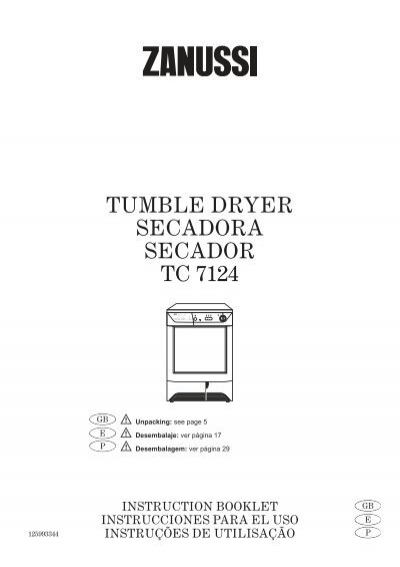 TUMBLE DRYER SECADOR TC 7124 - Electrolux-ui.com