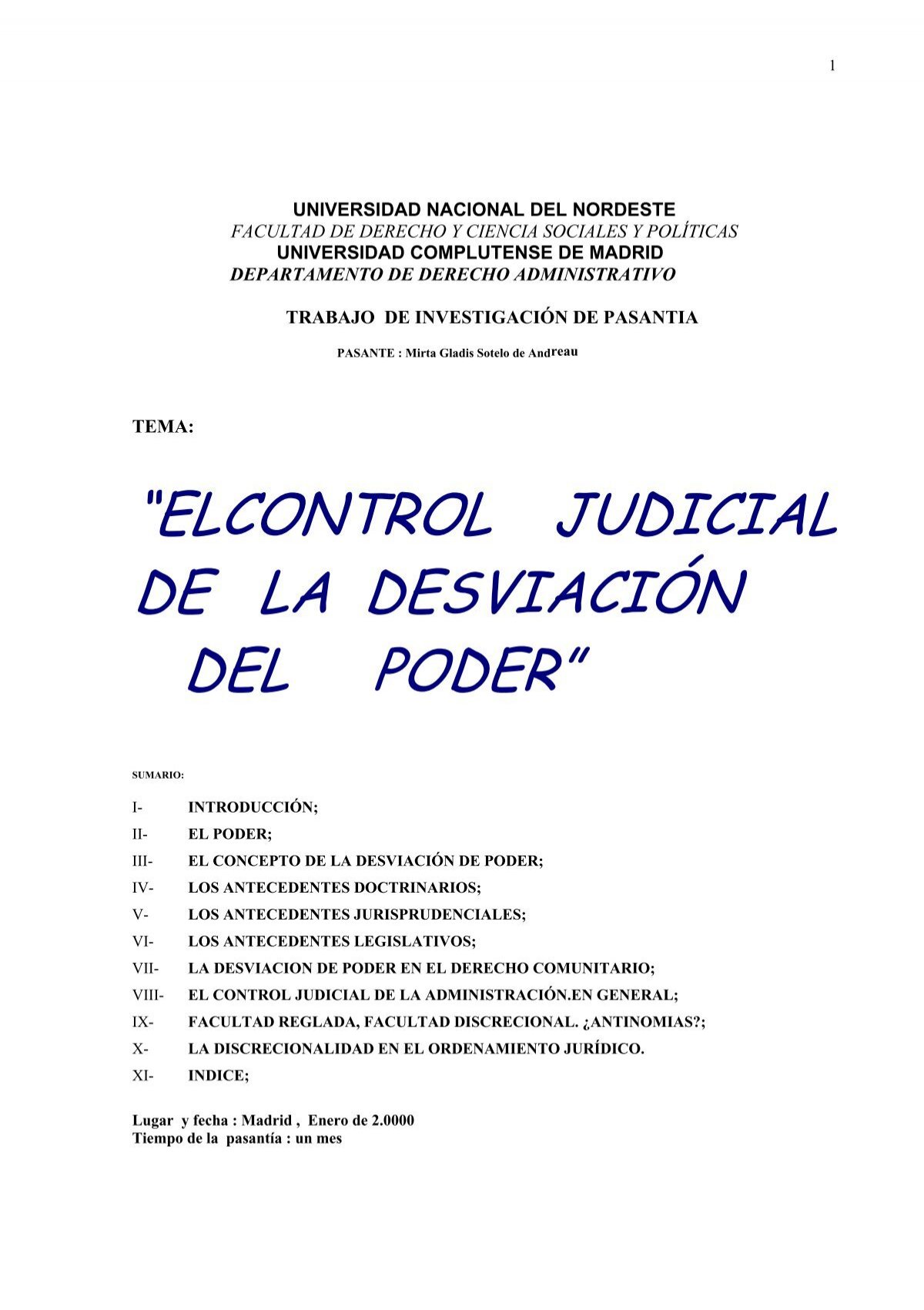 ELCONTROL JUDICIAL DE LA DESVIACIÓN DEL PODER”