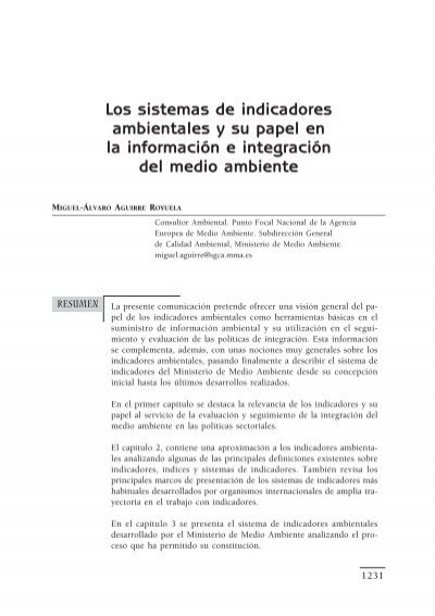 paridad Inseguro Anónimo Los sistemas de indicadores ambientales y su papel en la ...