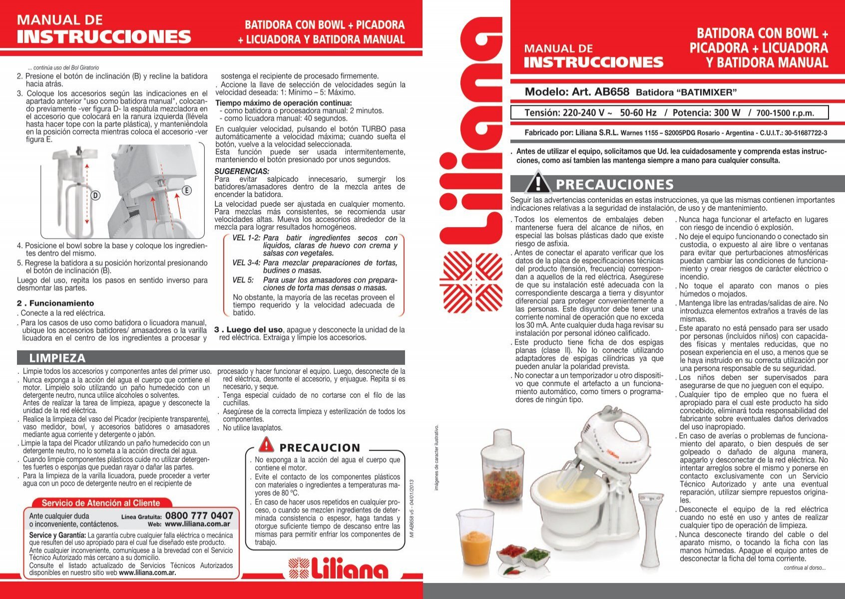 Mixer Liliana Twistmix Rojo Licuadora Manual AH111