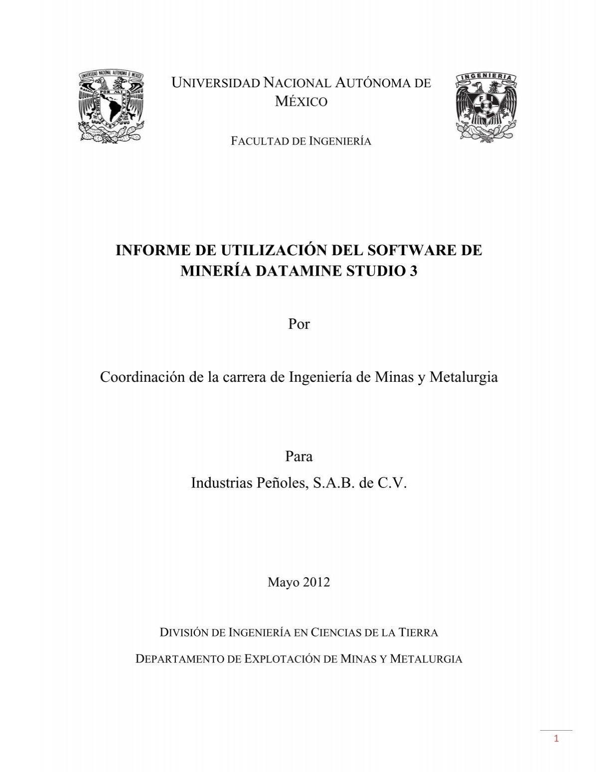 Informe De Utilizacion Del Software De Mineria Datamine Studio 3