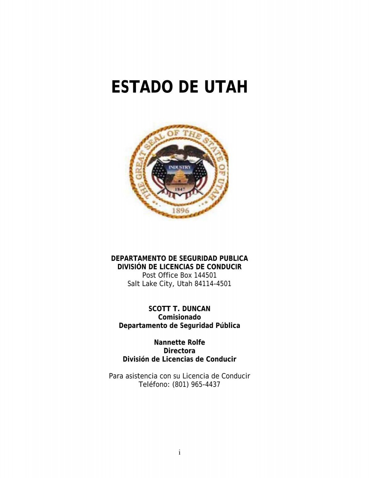 EL ESTADO DE UTAH - Utah Department of Public Safety - Utah.gov