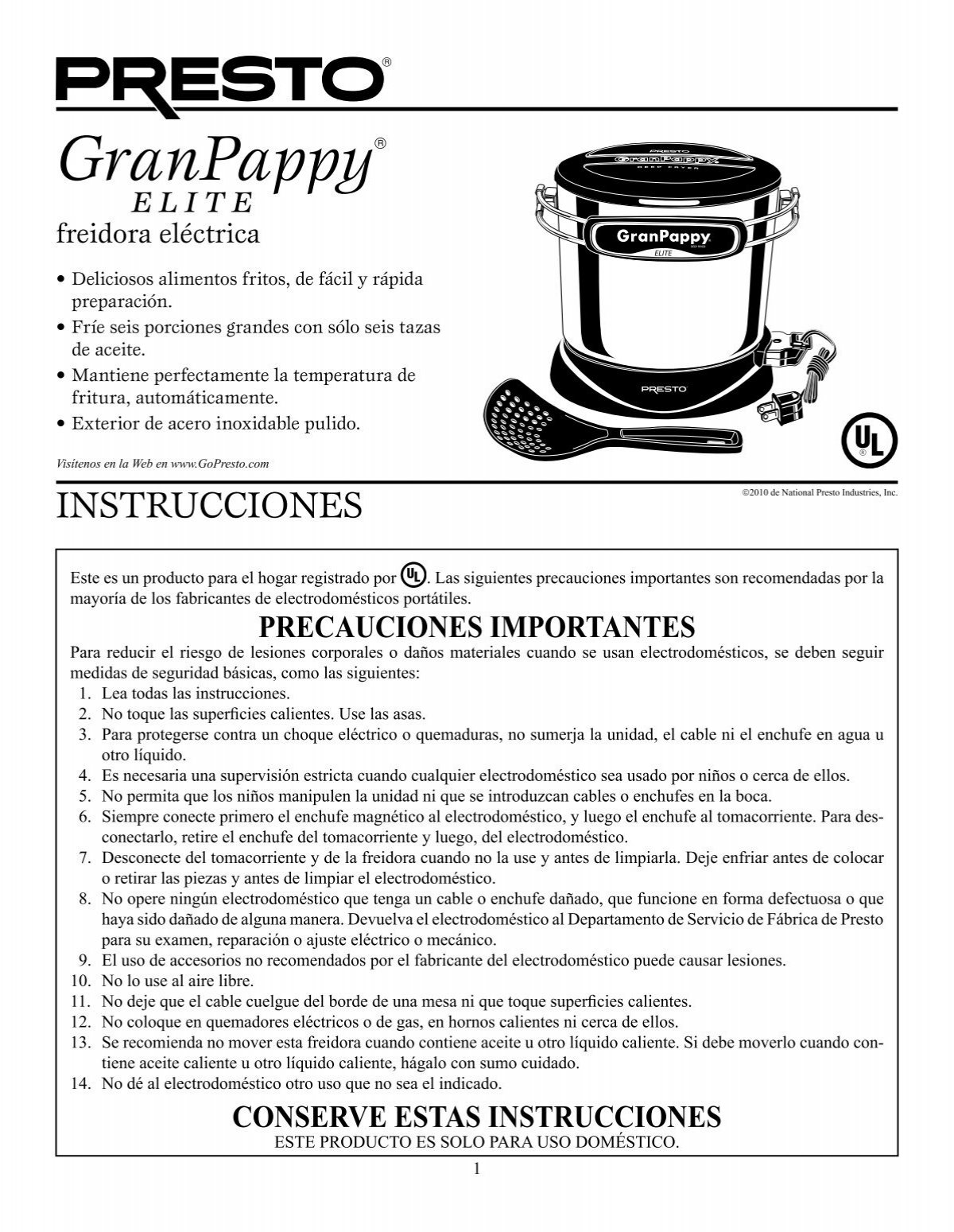 User manual Presto Grand Pappy (English - 4 pages)