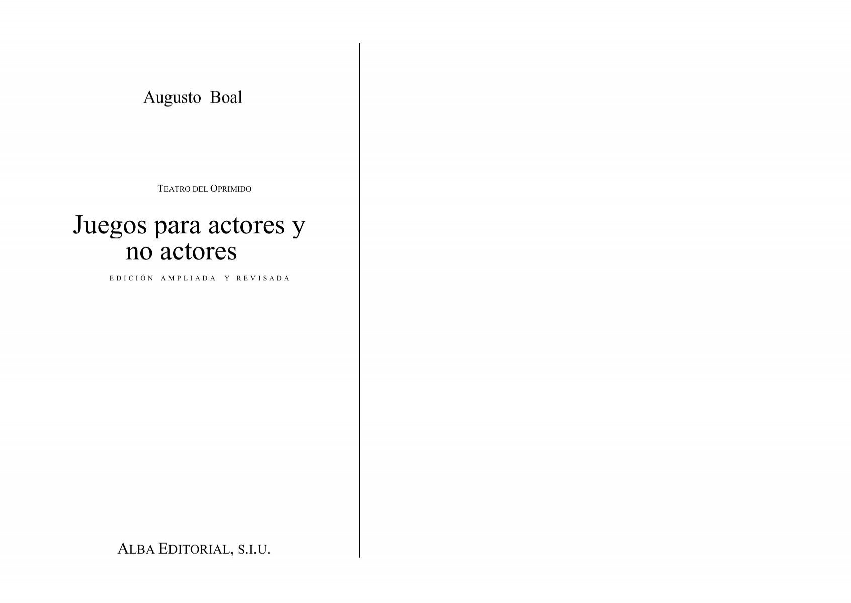 Augusto Boal Juegos Para Actores Y No Actores Educacion
