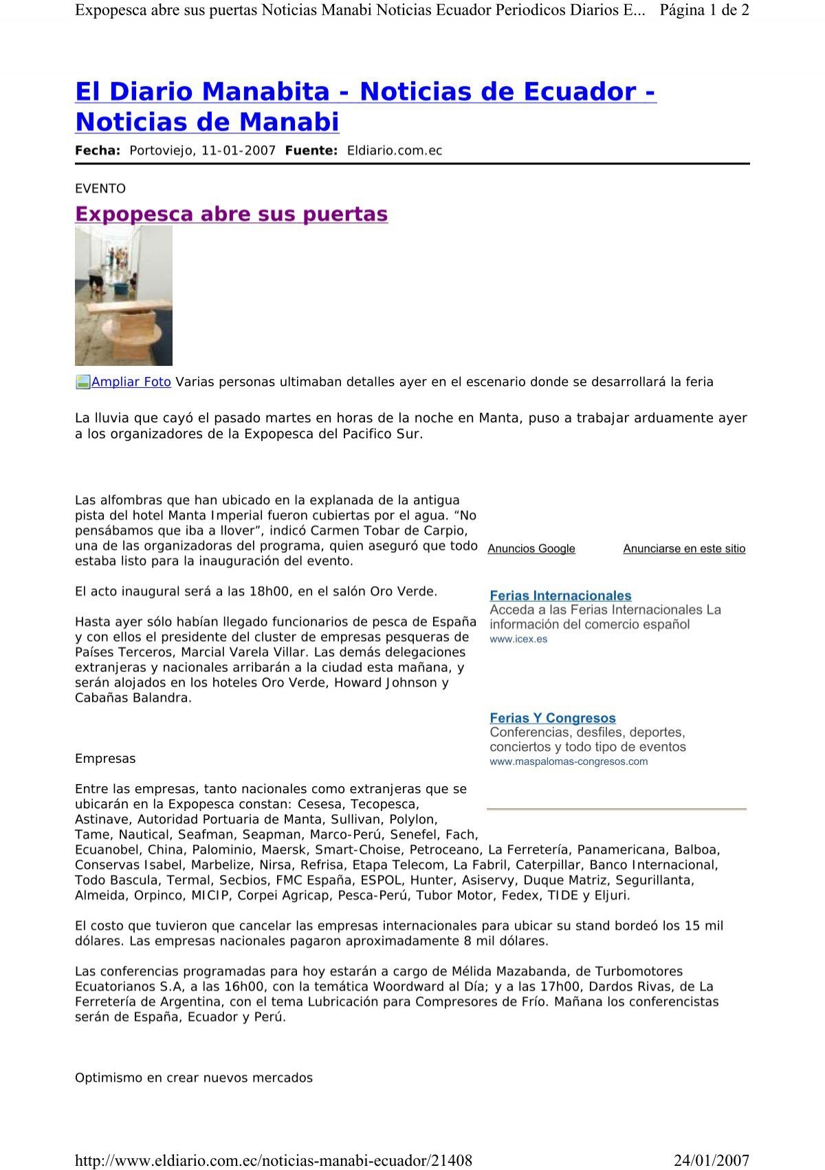El Diario Manabita Cluster Empresas Pesqueras En Paises