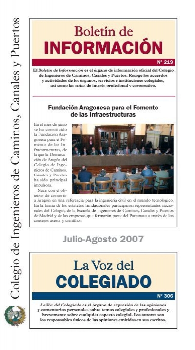 Boletin JULIO-AGOSTO 2007 - Colegio de de Caminos ...