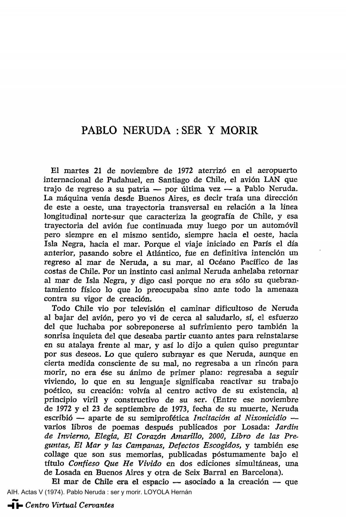 Pablo Neruda: ser y morir - Centro Virtual Cervantes