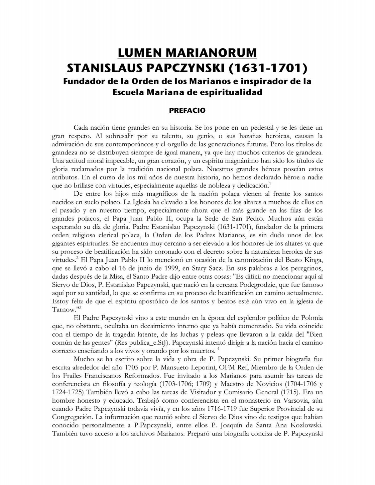 LUMEN MARIANORUM STANISLAUS PAPCZYNSKI (1631-1701)