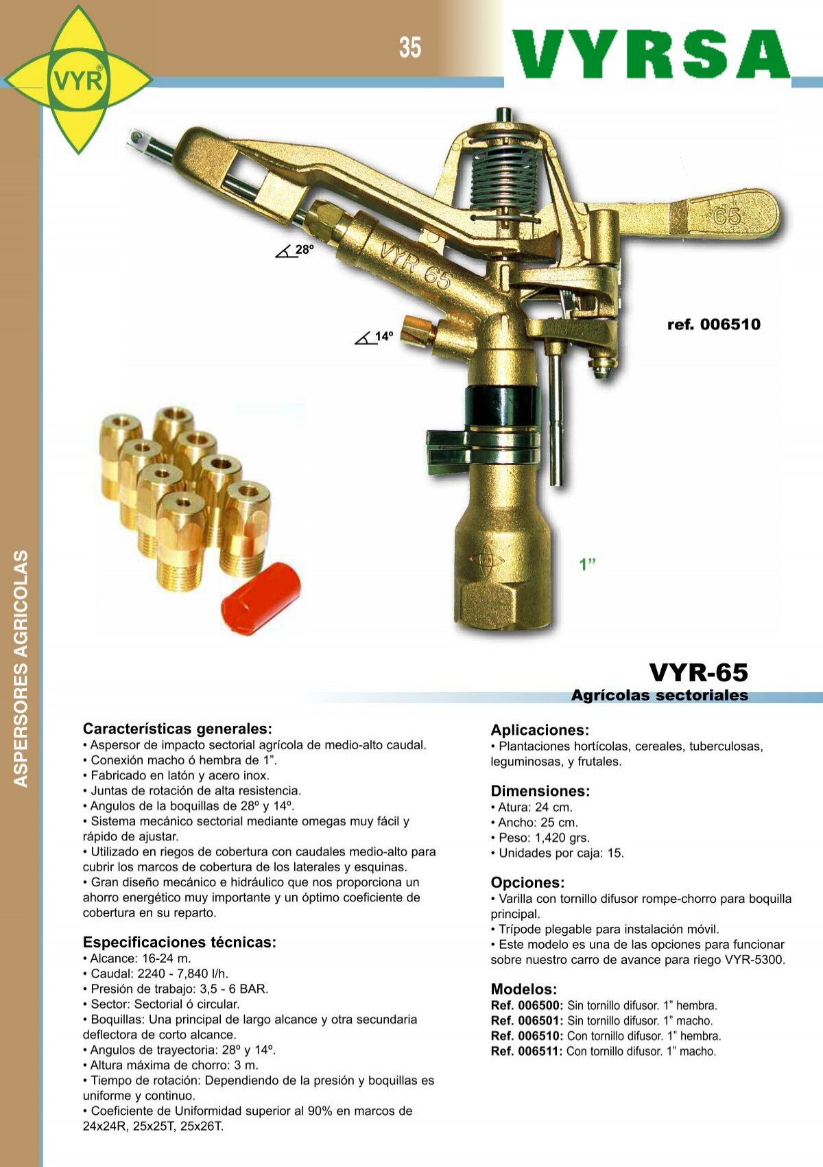 VYR-160 - Aspersores Alto Caudal - Agricultura 