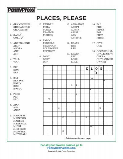 Free Printable Places Please Word Puzzles