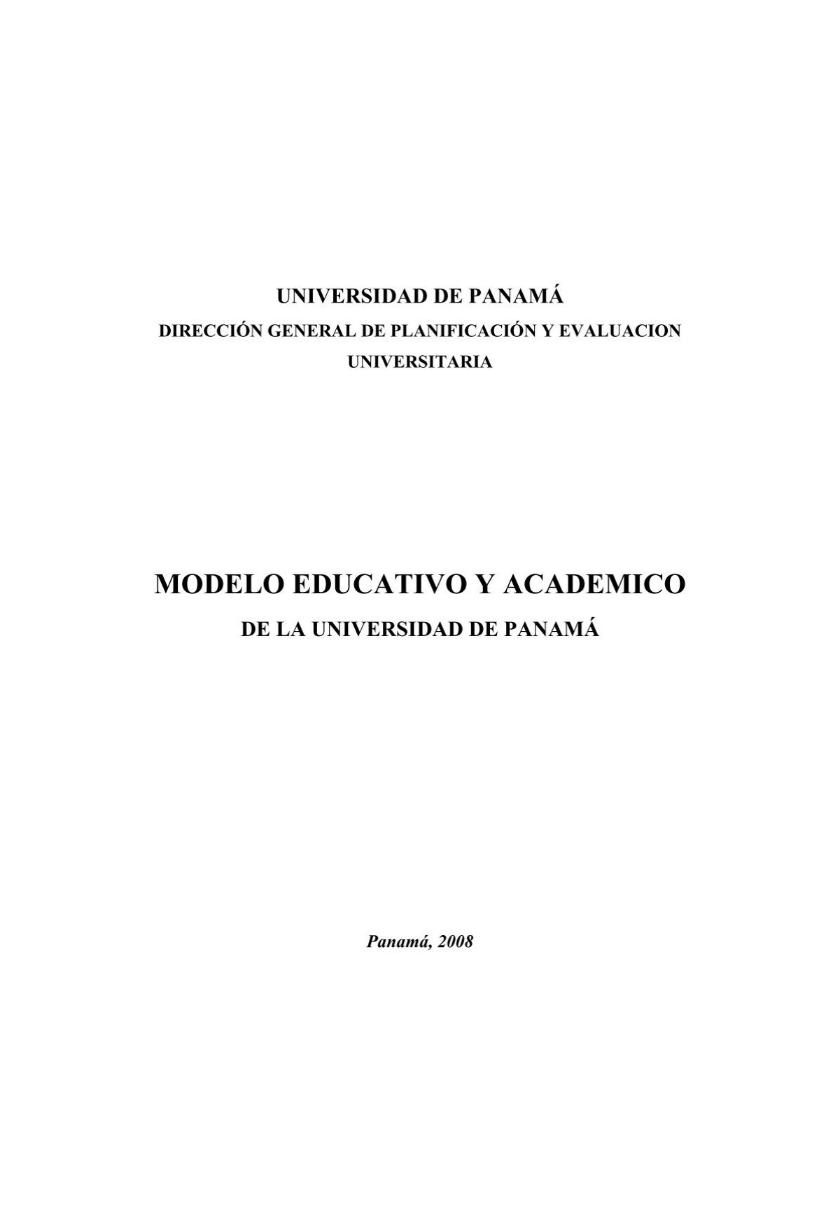 MODELO EDUCATIVO Y ACADEMICO - Universidad de PanamÃ¡