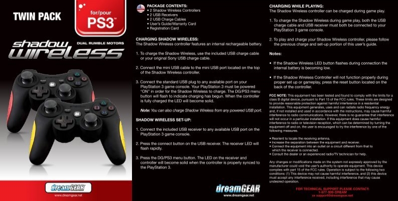 dreamGEAR Charge Cable Twin Pack for PS3 Controllers 