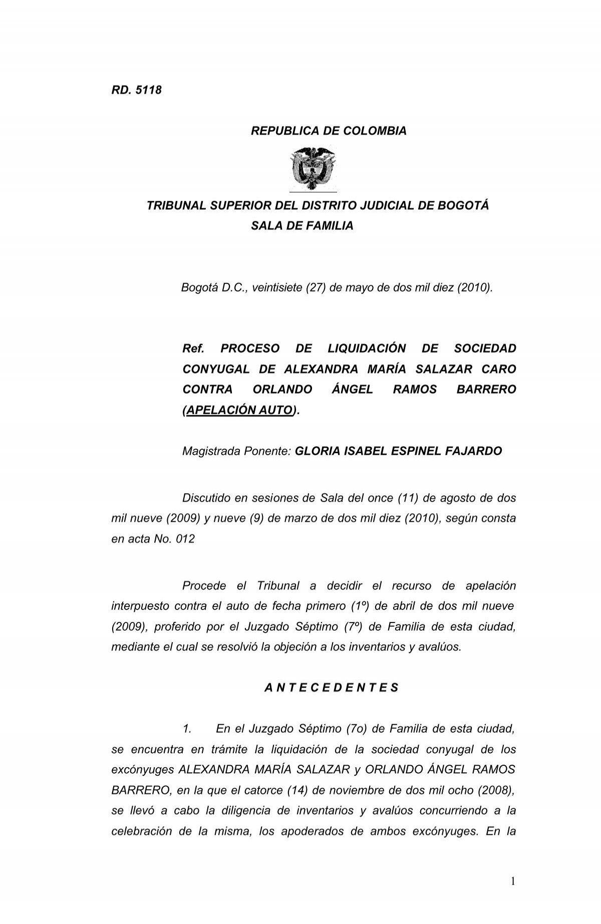 1 RD. 5118 REPUBLICA DE COLOMBIA TRIBUNAL ... - Rama Judicial