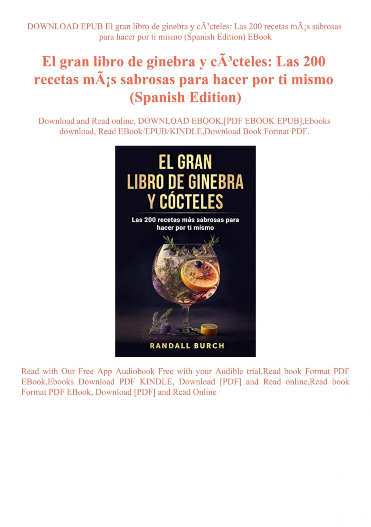 DOWNLOAD EPUB El gran libro de ginebra y Las 200 mÃƒÂ¡s sabrosas para hacer ti mismo (Spanish Edition) EBook
