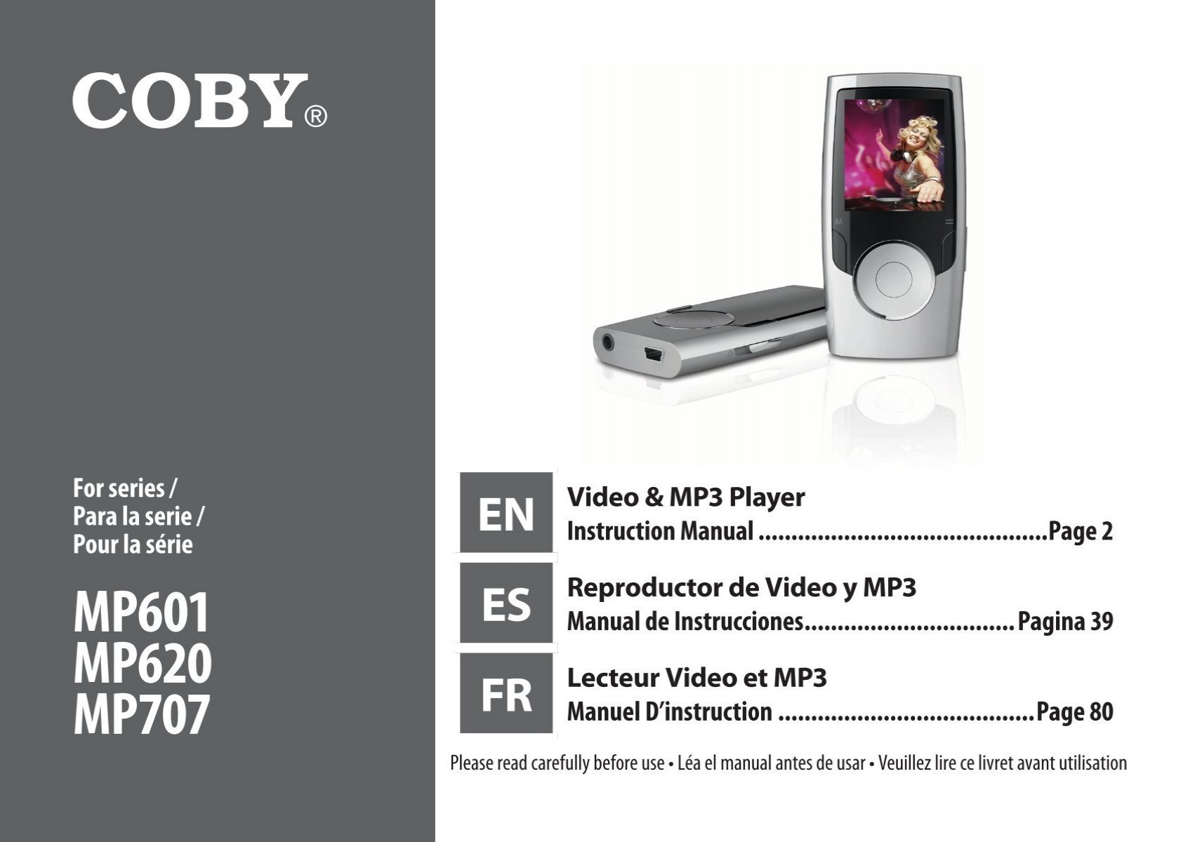 Coby 2 GB Reproductor de MP3 con radio FM, una unidad USB y