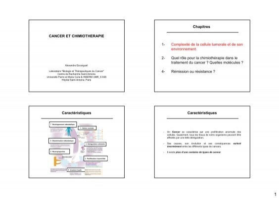 CANCER ET CHIMIOTHERAPIE Chapitres 1 - UPMC - Université ...