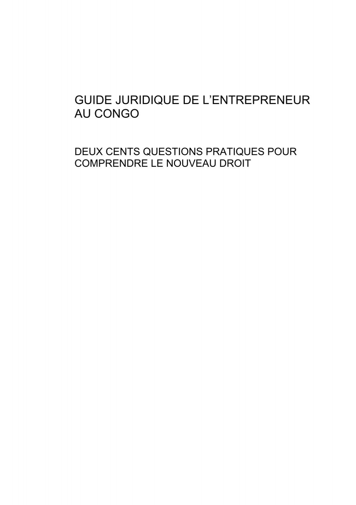 Le bail commercial en droit ohada pdf