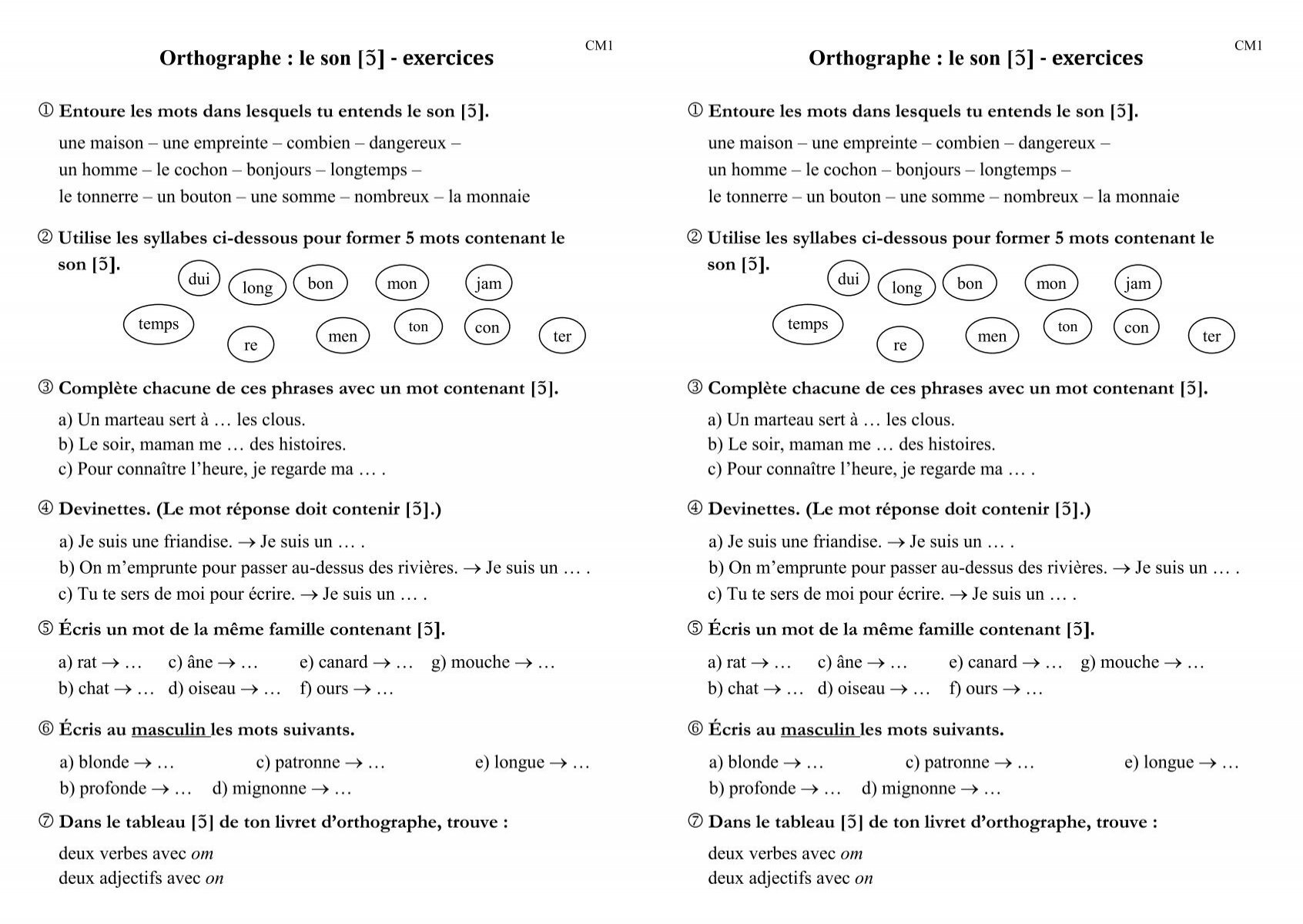 Orthographe Le Son I Exercices Orthographe Le Son I Exercices