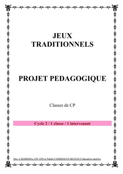 14 Projet Jeux Traditionnels Cp Tremblay