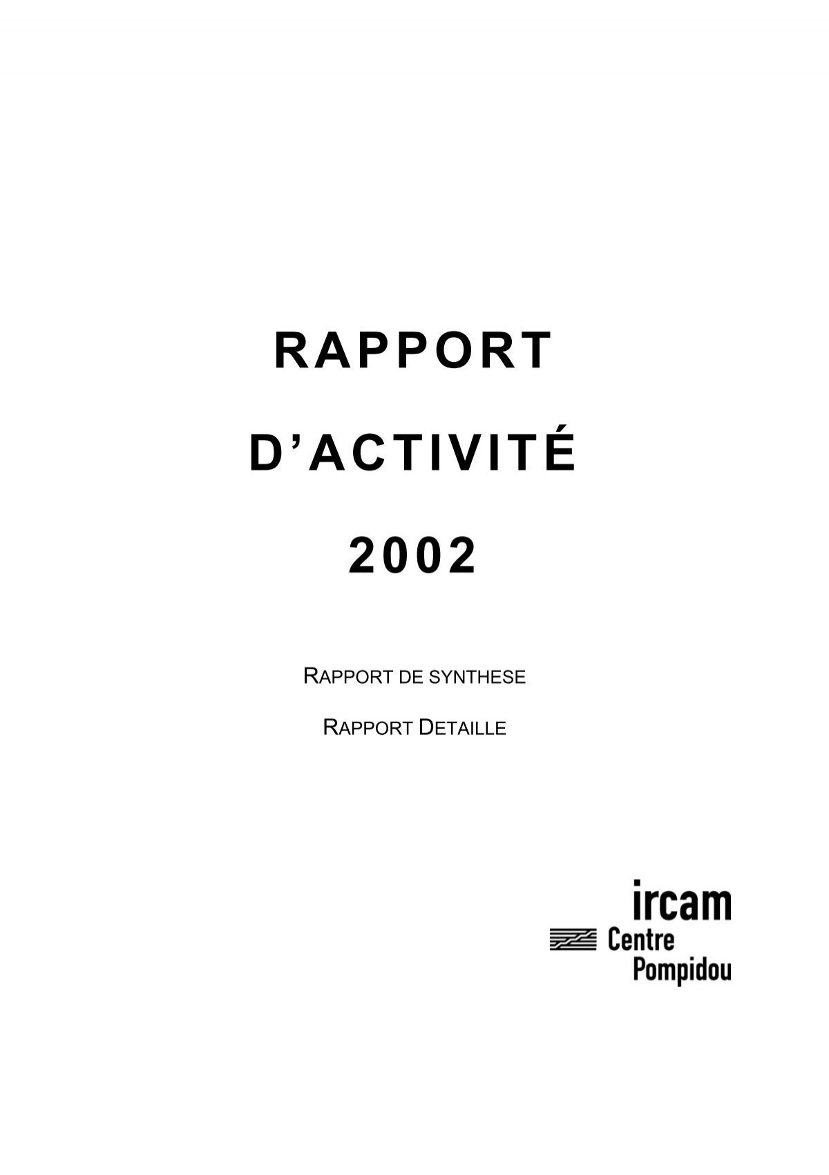 Rapport d'activitÃ© 2003 - WWW Ircam