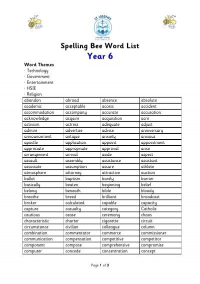 Words spelling bee ISB Spelling