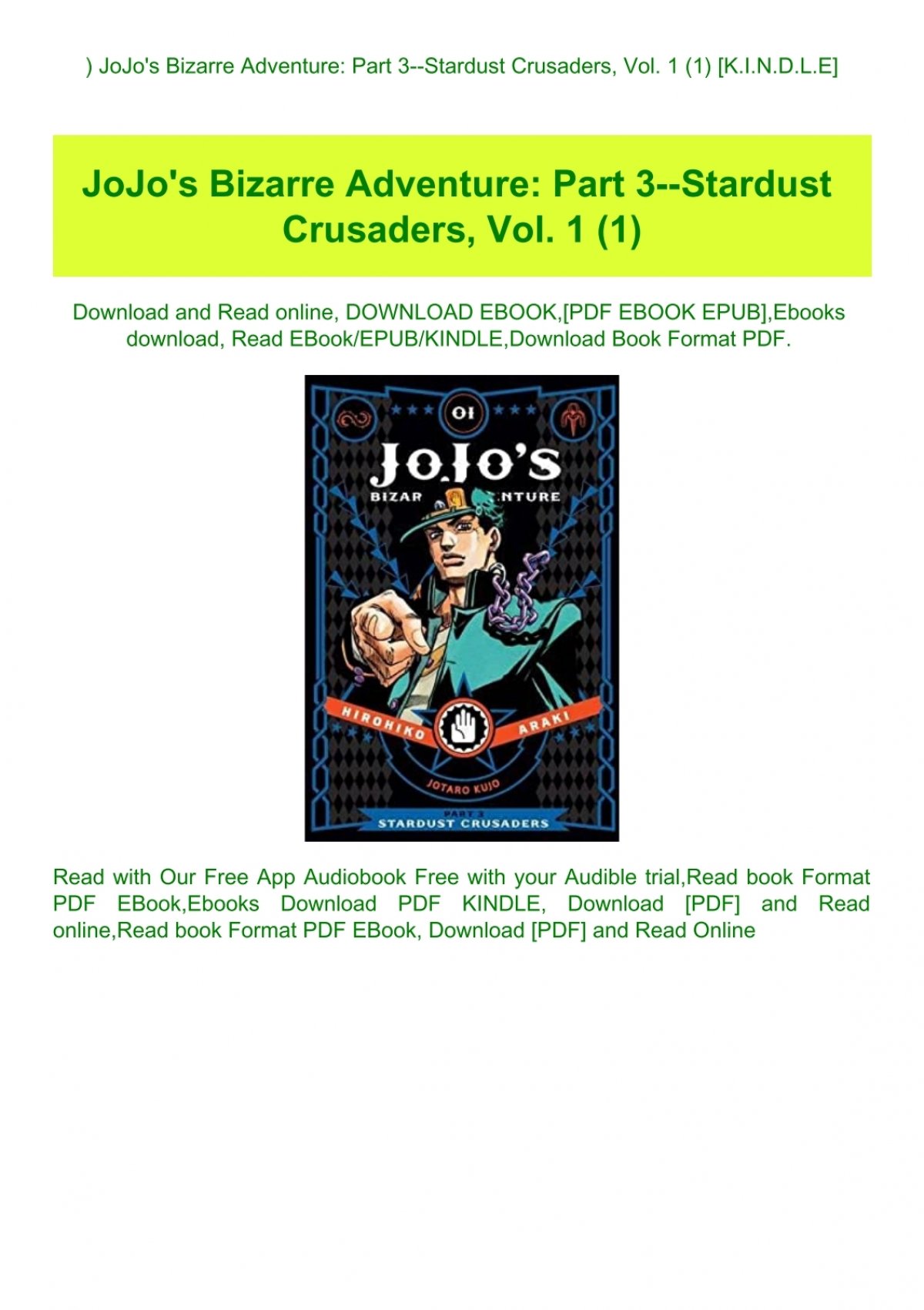 JoJo's Bizarre Adventure: Part 3--Stardust Crusaders, Vol. 1 Mangá eBook de  Hirohiko Araki - EPUB Livro