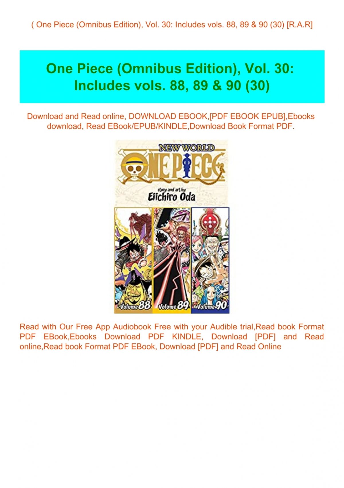 B O O K One Piece Omnibus Edition Vol 30 Includes Vols Amp Amp 90 30 R A R