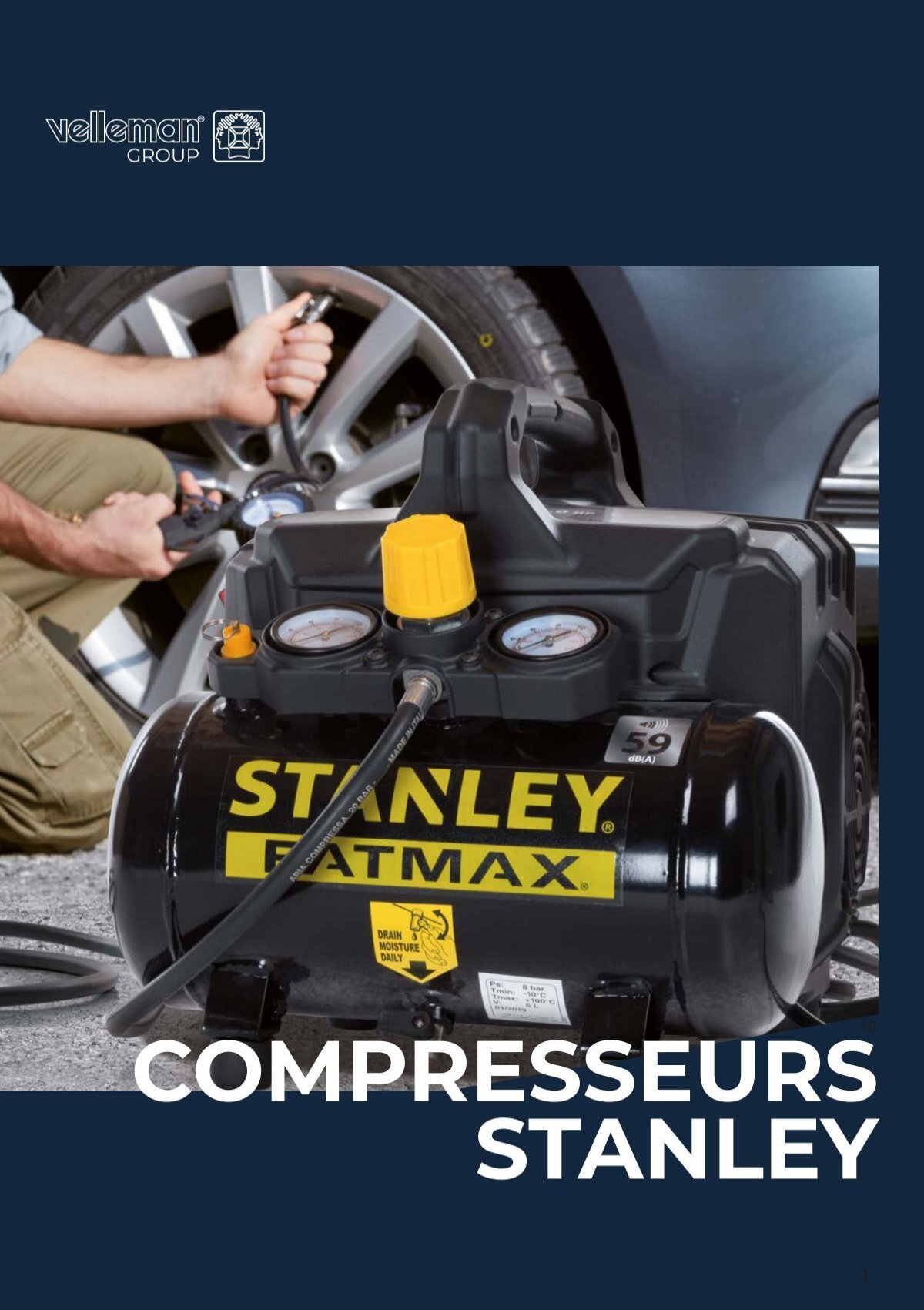 Stanley Fatmax® Compresseur, compresseur d'air sans huile, enrouleur  automatique, montage mural, 1.5 ch, 8 bar, cuve 2 L