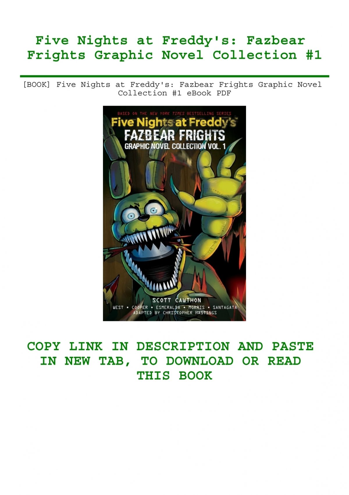 Five Nights at Freddy's: Five Nights at Freddy's: Fazbear Frights Graphic  Novel Collection #1 (Paperback) - DroneUp Delivery