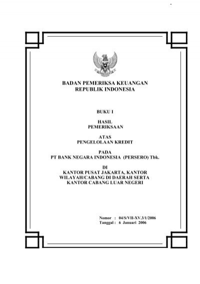 Pt Bank Negara Indonesia Badan Pemeriksa Keuangan