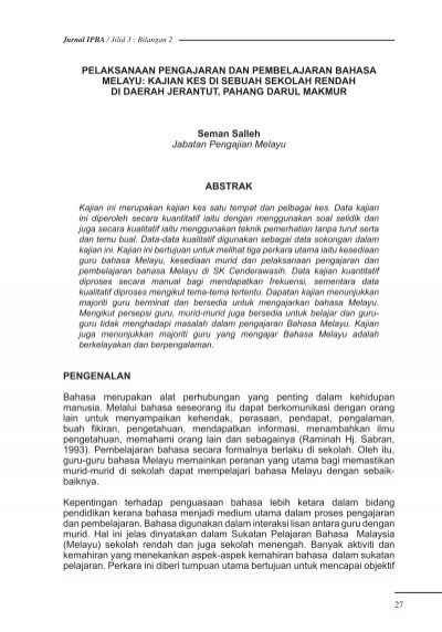 Pelaksanaan Pengajaran Dan Pembelajaran Bahasa Melayu Kajian