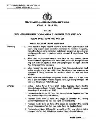 Daerah Metro Jaya Peraturan Kepala Kepolislan