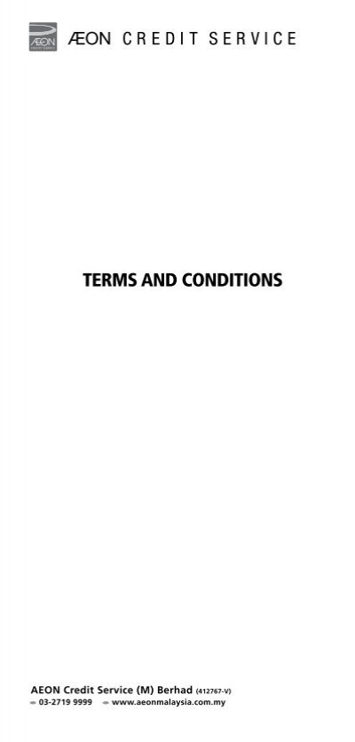 Terms And Conditions Aeon Credit Service