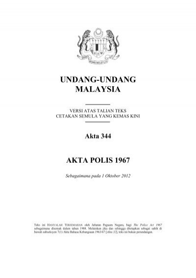 Akta 344 Akta Polis 1967